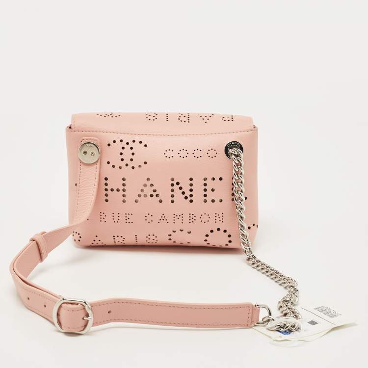 Pre Owned Chanel Pink Leather Eyelet Waist Bag