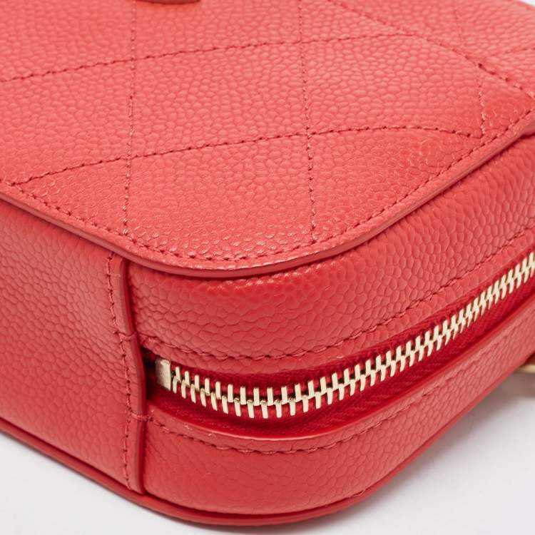 Pre Owned Chanel Red Quilted Caviar Leather Chic Affinity Belt Bag