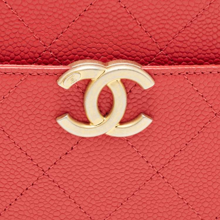 Pre Owned Chanel Red Quilted Caviar Leather Chic Affinity Belt Bag