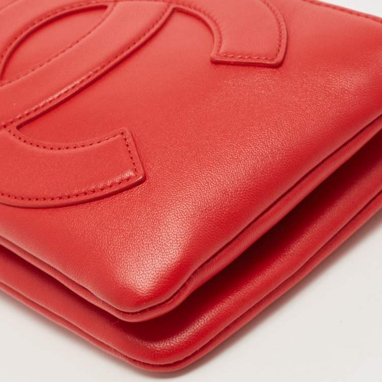 Pre Owned Chanel Red Leather CC Mania Double Zip Waist Belt Bag