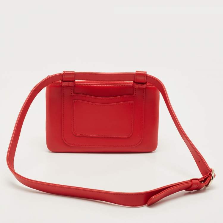Pre Owned Chanel Red Leather CC Mania Double Zip Waist Belt Bag