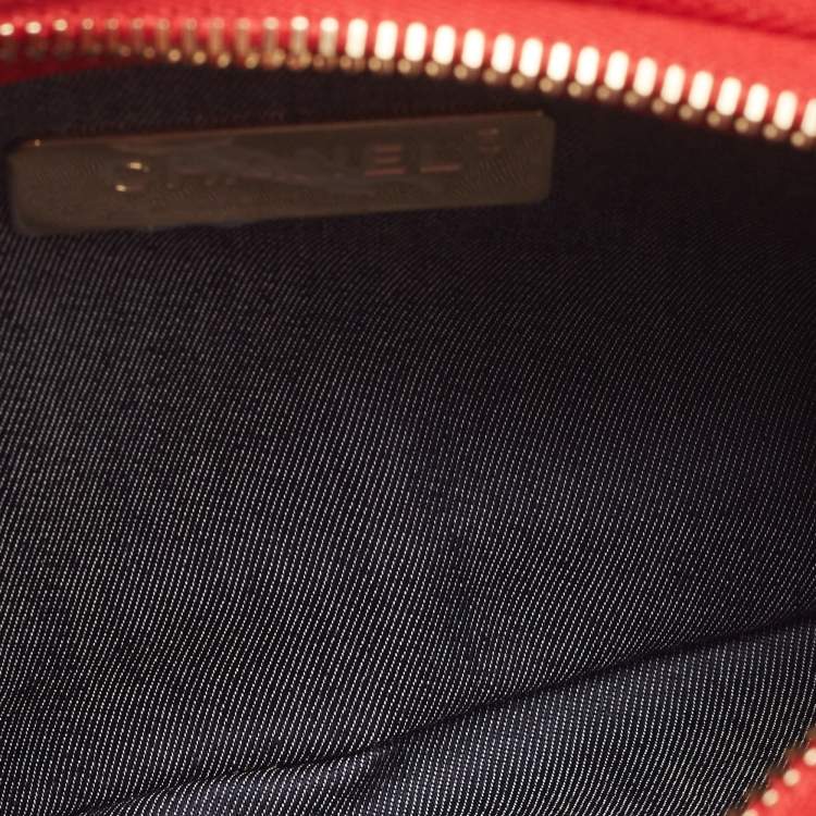 Pre Owned Chanel Red Leather CC Mania Double Zip Waist Belt Bag