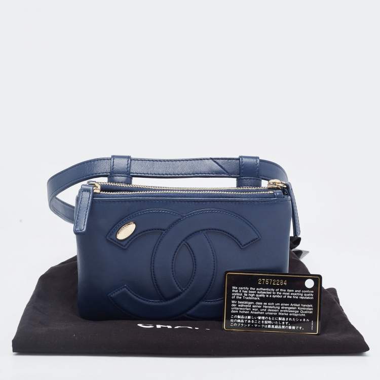 Pre Owned Chanel Blue Leather CC Mania Waist Bag