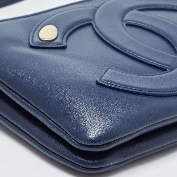 Pre Owned Chanel Blue Leather CC Mania Waist Bag