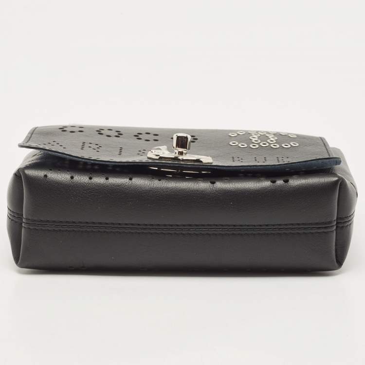 Pre Owned Chanel Black Leather Logo Eyelets Belt Bag