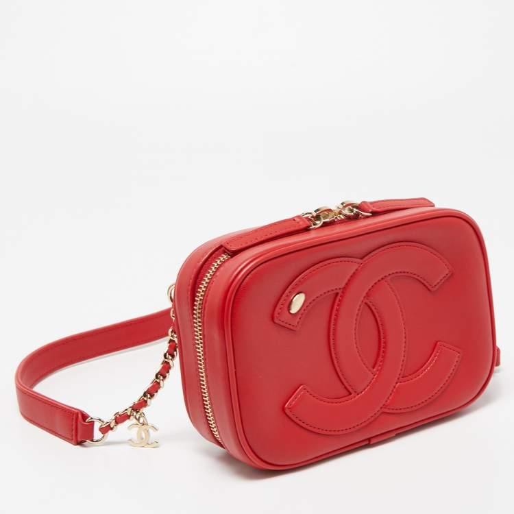 Pre Owned Chanel Red Leather CC Mania Waist Bag