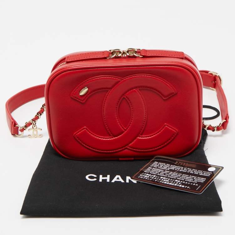 Pre Owned Chanel Red Leather CC Mania Waist Bag