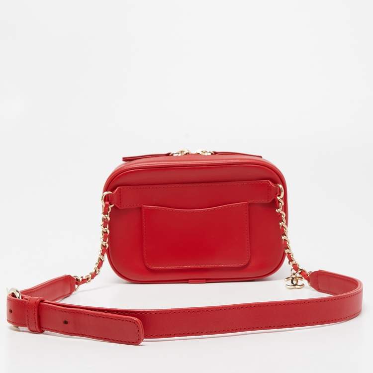 Pre Owned Chanel Red Leather CC Mania Waist Bag