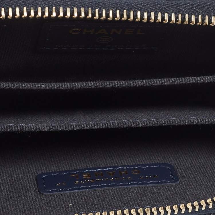 Chanel Classic Zipped Coin Purse Light Blue Caviar Gold Hardware
