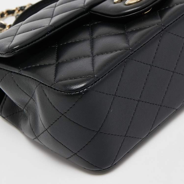 Pre Owned Chanel Black Quilted Leather Mini Rectangular Top Handle Bag