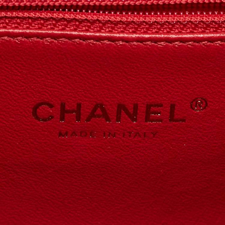 Pre Owned Chanel Red Chevron Leather Coco Waist Belt Bag