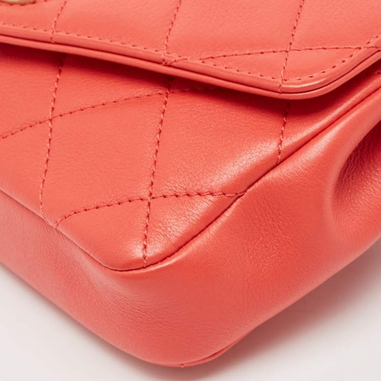 Pre Owned Chanel Red Quilted Leather CC Waist Belt Bag