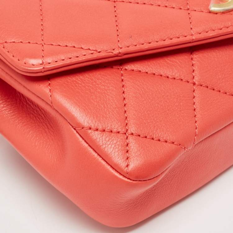 Pre Owned Chanel Red Quilted Leather CC Waist Belt Bag