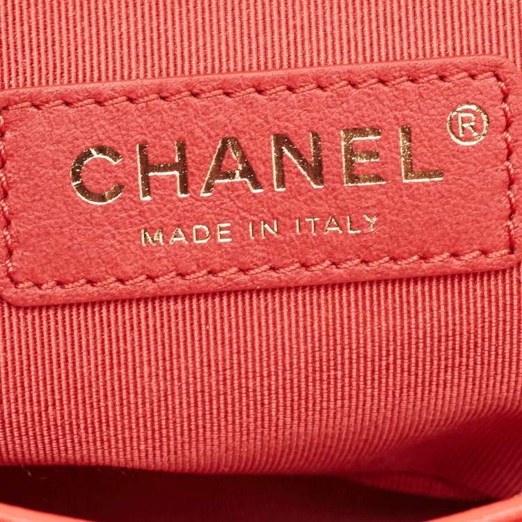 Pre Owned Chanel Red Quilted Leather CC Waist Belt Bag