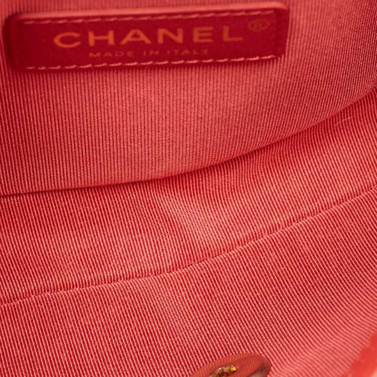 Pre Owned Chanel Red Quilted Leather CC Waist Belt Bag