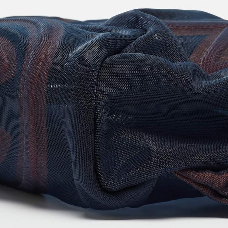 Pre Owned Chanel Navy Blue Mesh Nylon CC Waist Bag