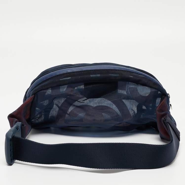 Pre Owned Chanel Navy Blue Mesh Nylon CC Waist Bag
