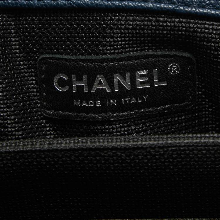 Pre Owned Chanel Blue Chevron Leather XXL Travel Flap Bag 