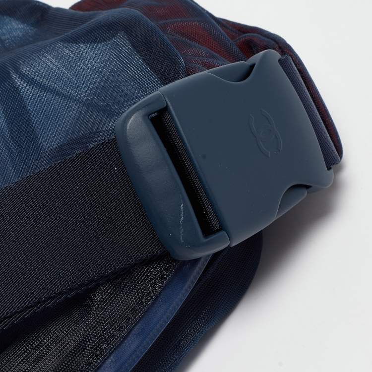 Pre Owned Chanel Navy Blue Mesh Nylon CC Waist Bag