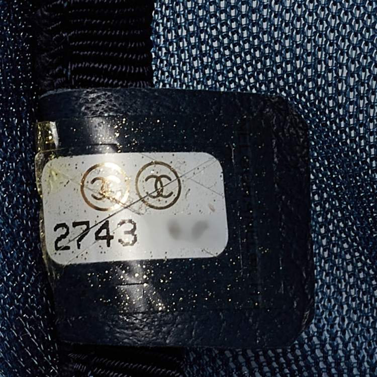 Pre Owned Chanel Navy Blue Mesh Nylon CC Waist Bag