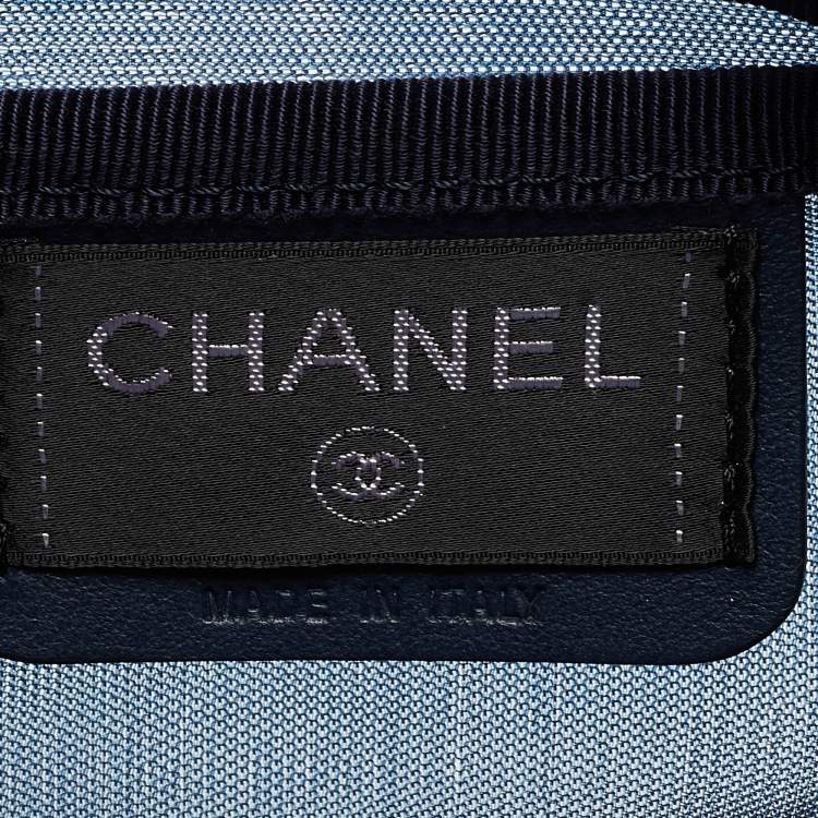 Pre Owned Chanel Navy Blue Mesh Nylon CC Waist Bag
