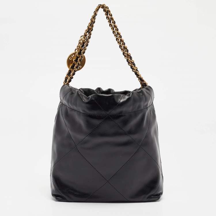 Pre Owned Chanel Black Quilted Leather Mini 22 Chain Bag