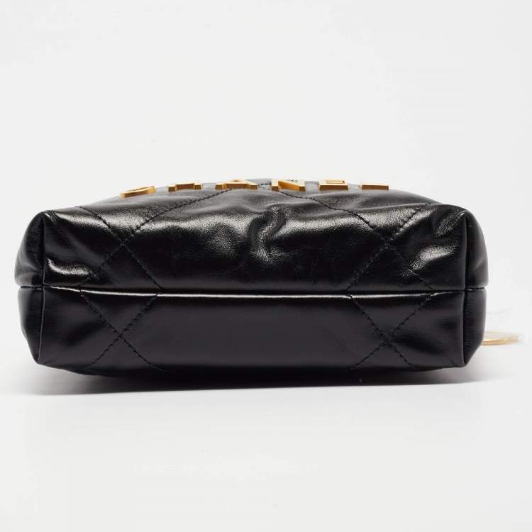 Pre Owned Chanel Black Quilted Leather Mini 22 Chain Bag