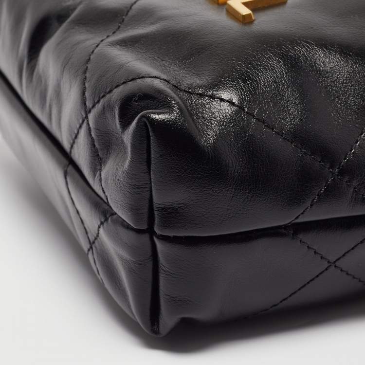 Pre Owned Chanel Black Quilted Leather Mini 22 Chain Bag