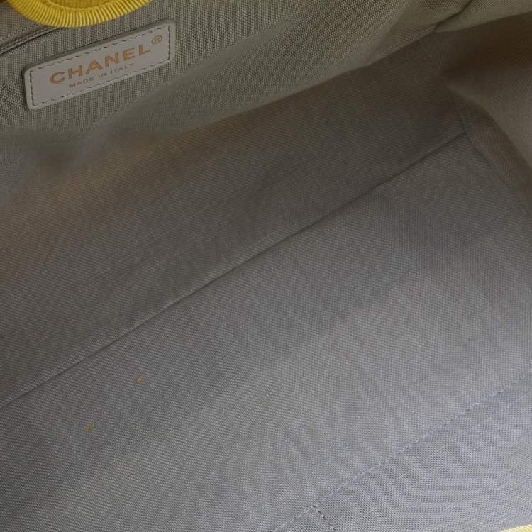 Pre Owned Chanel Yellow Canvas and Leather Small Deauville Shopper Tote