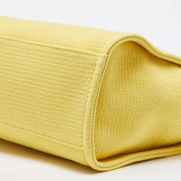 Pre Owned Chanel Yellow Canvas and Leather Small Deauville Shopper Tote