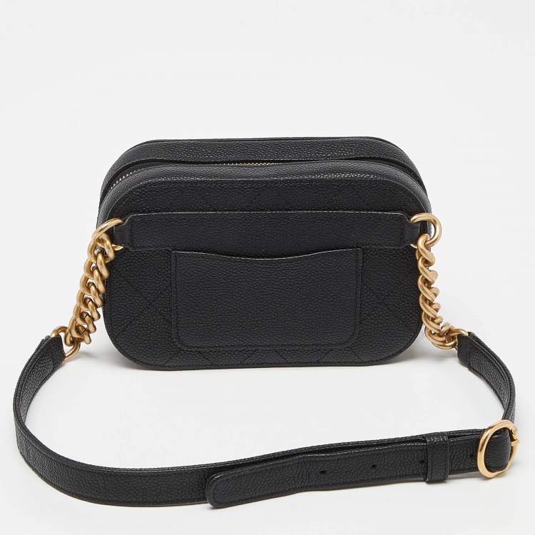Pre Owned Chanel Black Quilted Caviar Leather Chic Affinity Belt Bag