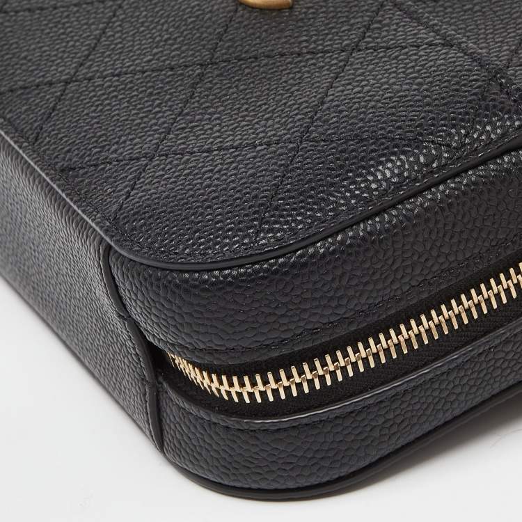 Pre Owned Chanel Black Quilted Caviar Leather Chic Affinity Belt Bag