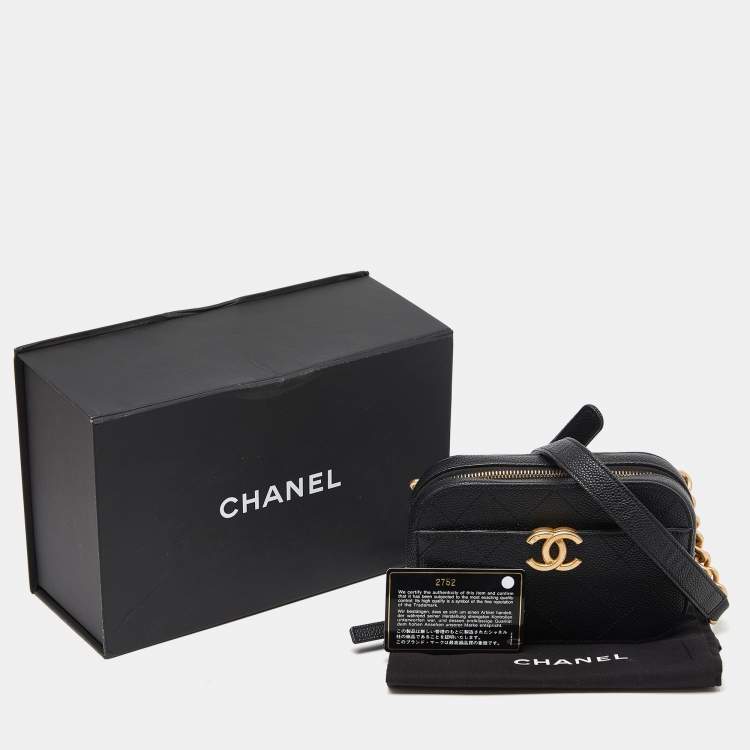 Pre Owned Chanel Black Quilted Caviar Leather Chic Affinity Belt Bag
