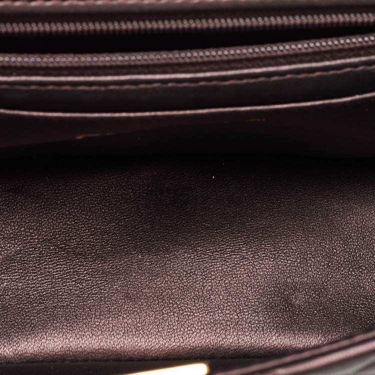 Pre Owned Chanel Burgundy Iridescent Quilted Leather Mini Rectangular Flap Top Handle Bag