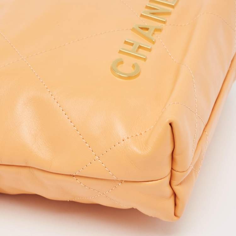 Pre Owned Chanel Orange Quilted Leather Mini 22 Chain Bag