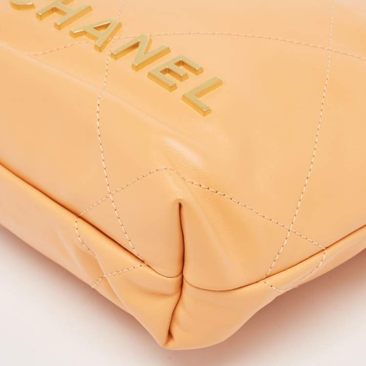 Pre Owned Chanel Orange Quilted Leather Mini 22 Chain Bag