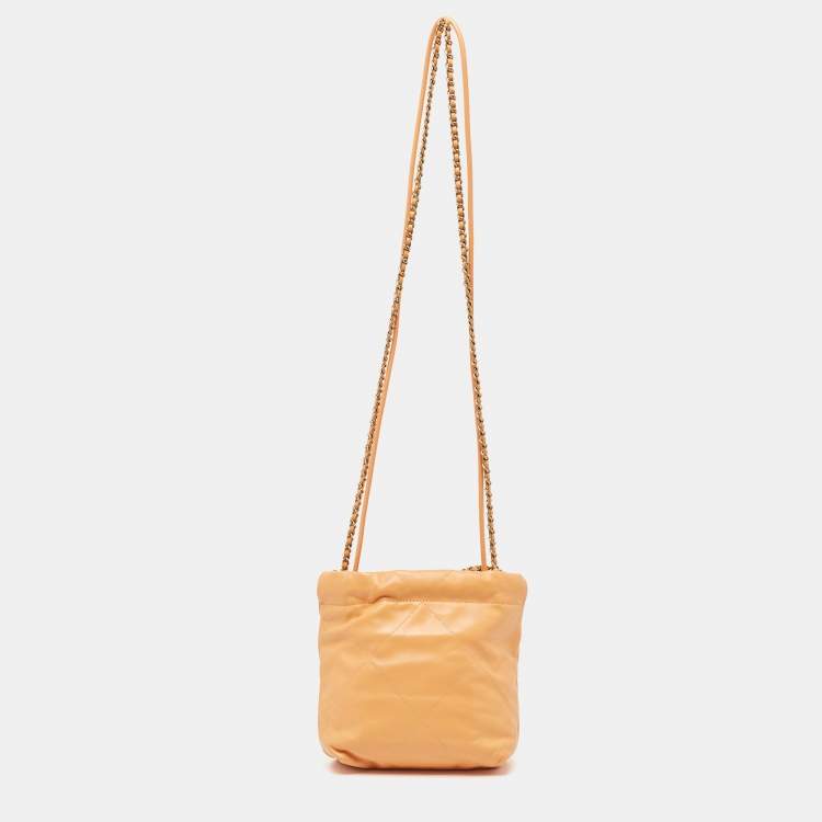 Pre Owned Chanel Orange Quilted Leather Mini 22 Chain Bag
