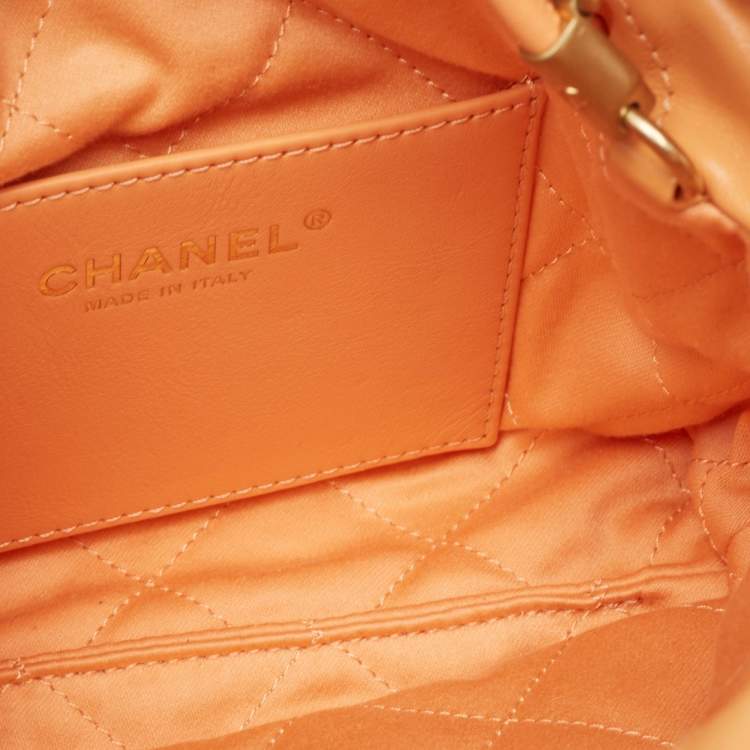 Pre Owned Chanel Orange Quilted Leather Mini 22 Chain Bag