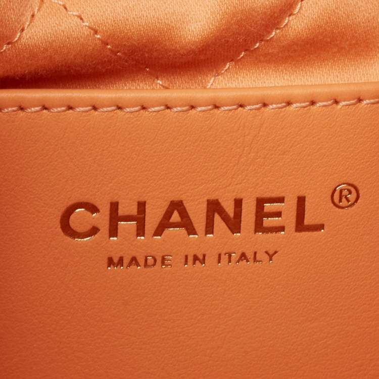 Pre Owned Chanel Orange Quilted Leather Mini 22 Chain Bag