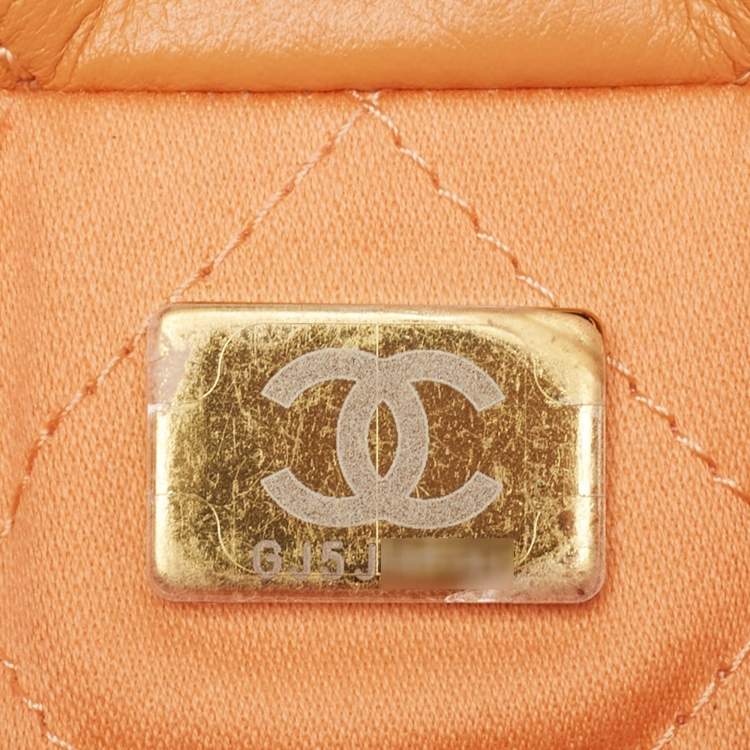 Pre Owned Chanel Orange Quilted Leather Mini 22 Chain Bag