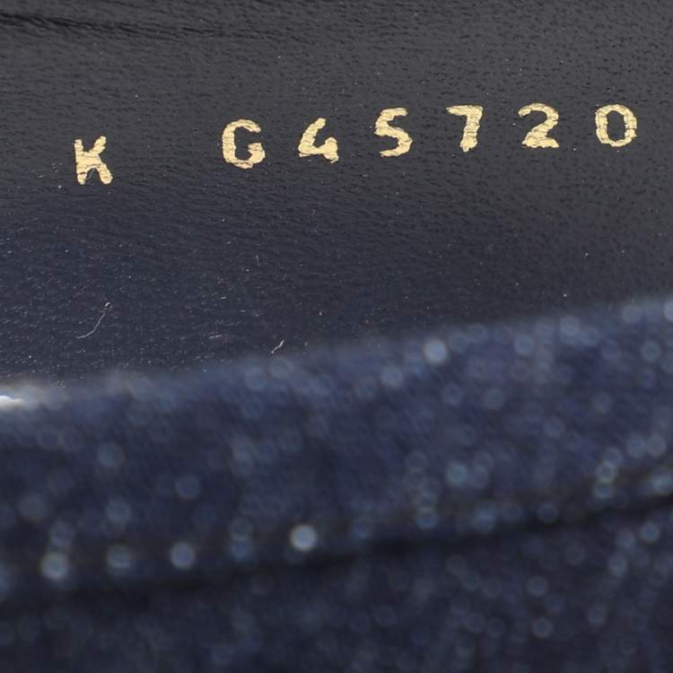 Pre Owned Chanel Navy Blue Denim CC Turnlock Loafers Size 36