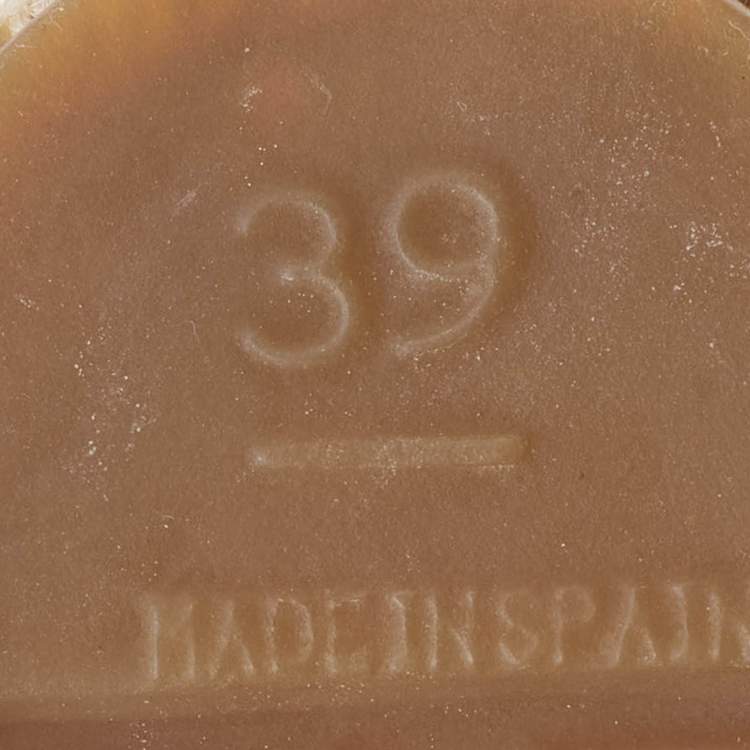 Pre Owned Chanel Beige/Black Leather CC Cap Toe Espadrille Flats Size 39