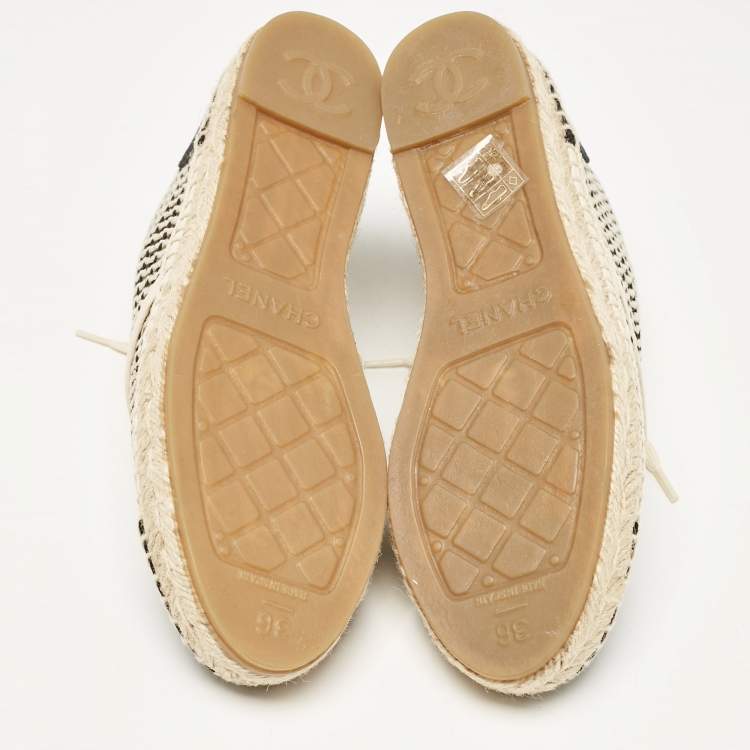 Pre Owned Chanel Beige Woven Canvas and Grosgrain CC High Top Sneakers Size 36