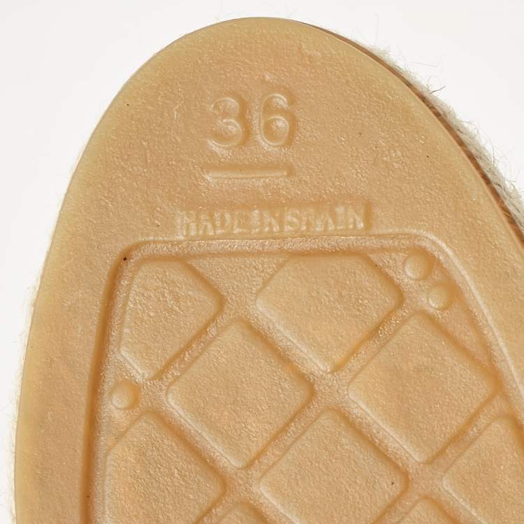 Pre Owned Chanel Beige Woven Canvas and Grosgrain CC High Top Sneakers Size 36