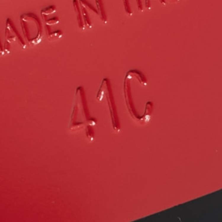 Pre Owned Chanel Red/Black Patent Leather Mary Jane Wedge Pumps Size 41