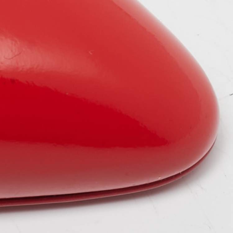 Pre Owned Chanel Red/Black Patent Leather Mary Jane Wedge Pumps Size 41