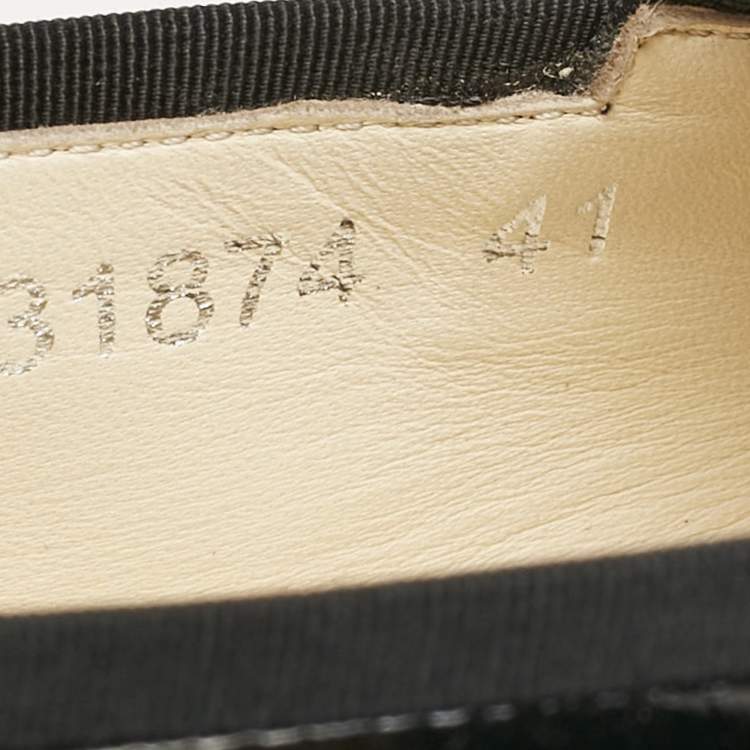 Pre Owned Chanel Black Patent Leather CC Espadrille Loafers Size 41