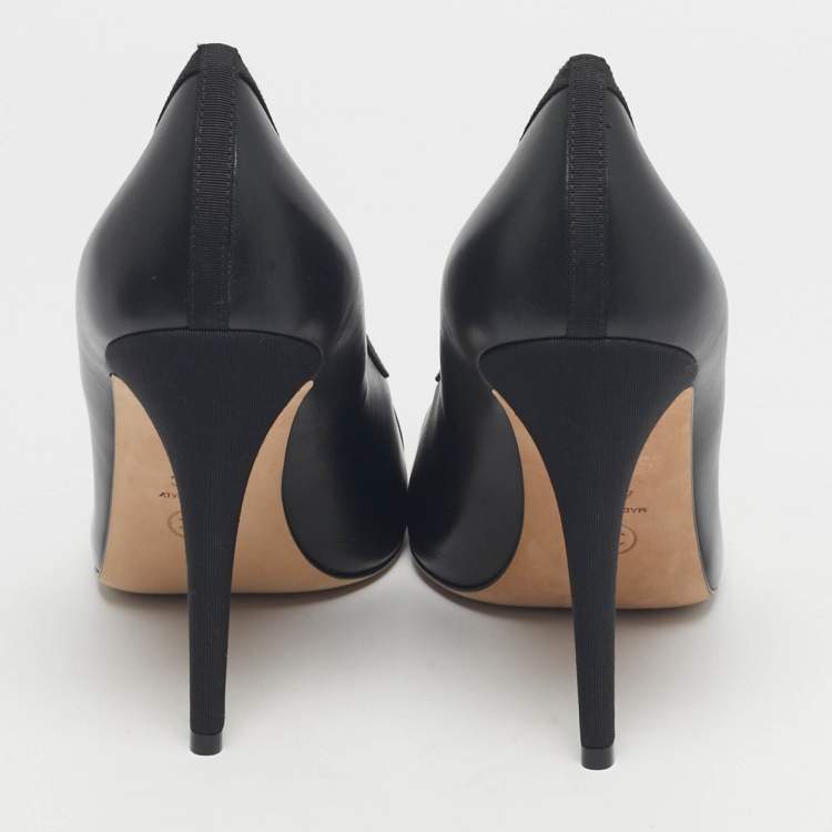 Pre Owned Chanel Black Canvas and Leather CC Cap Toe Pumps Size 41.5