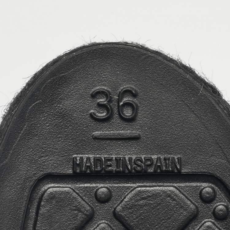 Pre Owned Chanel Black/White Tweed CC Espadrille Mules  Size 36