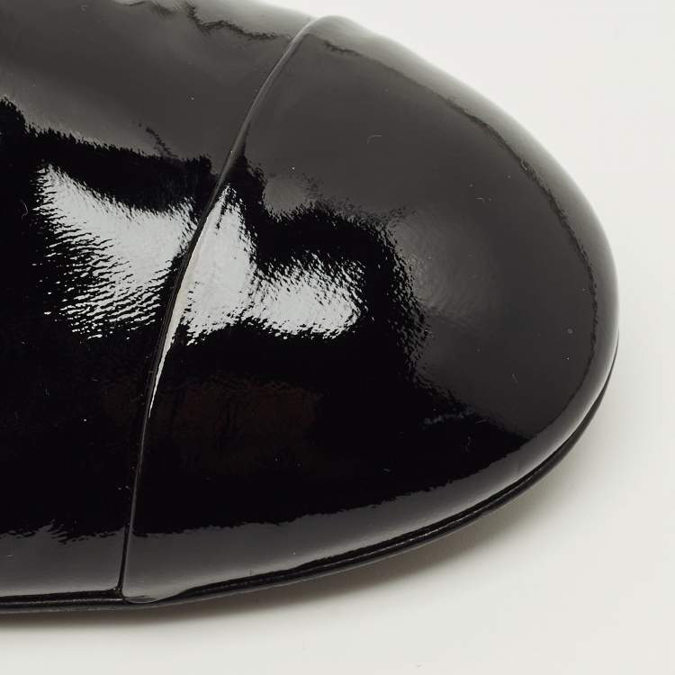 مملوكة مسبقًا Chanel CC Size 40 Black Patent Leather Ankle Length Boots